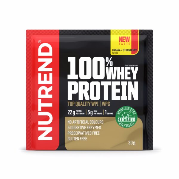 100_whey_protein_30g_banan-jahoda.jpeg Nutrend 100% Whey Protein - Banán + Jahoda